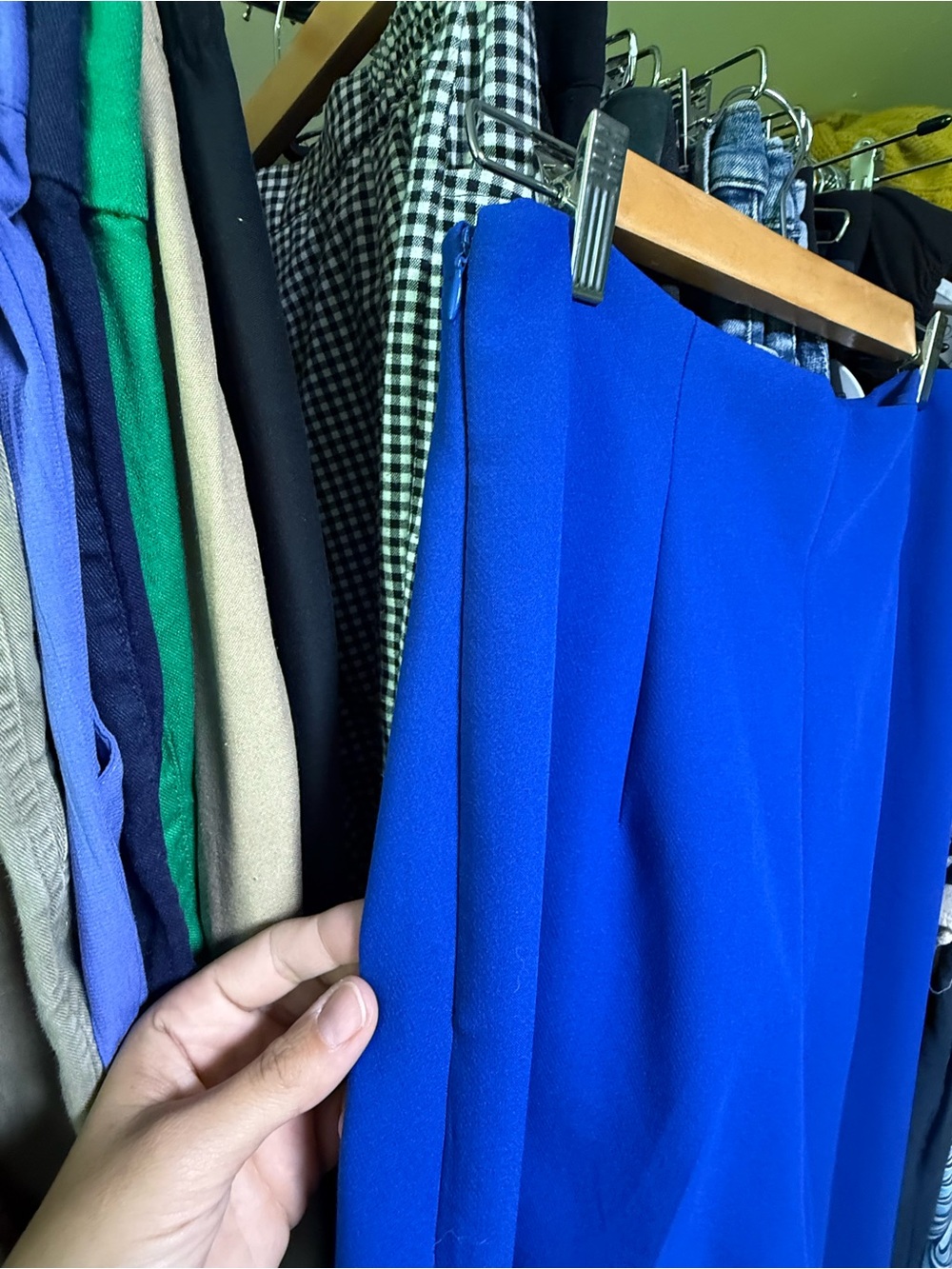 Zara Cobalt Blue High-Waist Wide-Leg Cropped Pants - Picture 4 of 4
